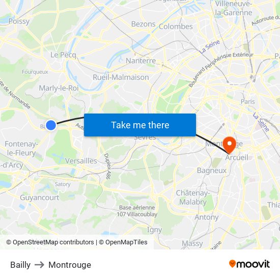 Bailly to Montrouge map