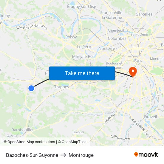 Bazoches-Sur-Guyonne to Montrouge map