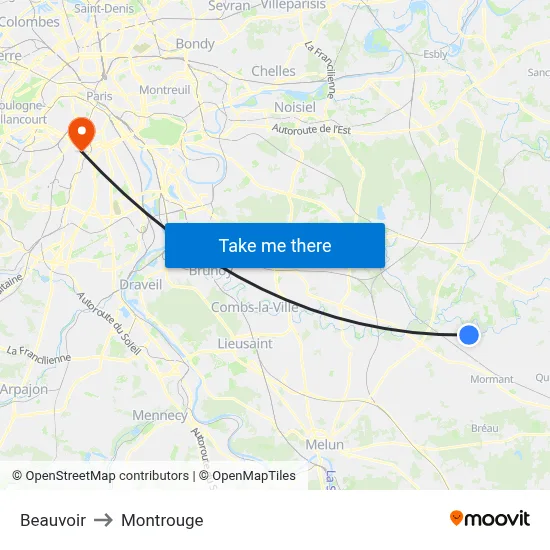 Beauvoir to Montrouge map