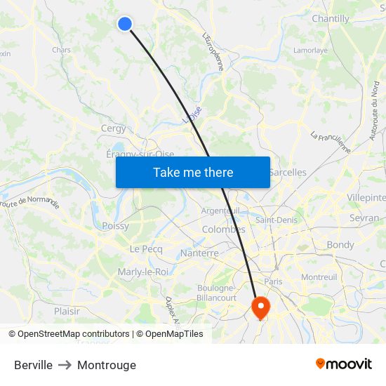 Berville to Montrouge map
