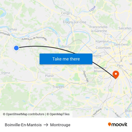 Boinville-En-Mantois to Montrouge map