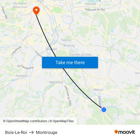 Bois-Le-Roi to Montrouge map