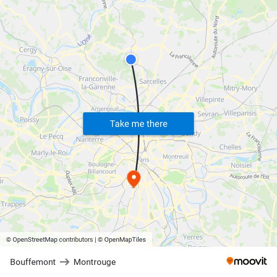 Bouffemont to Montrouge map