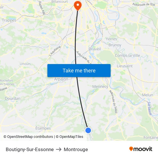 Boutigny-Sur-Essonne to Montrouge map