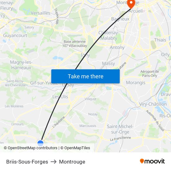 Briis-Sous-Forges to Montrouge map