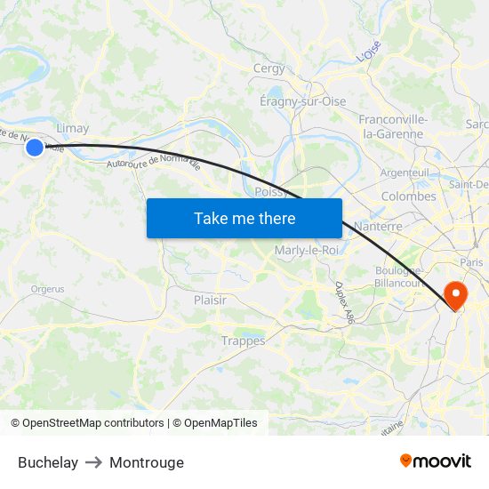 Buchelay to Montrouge map