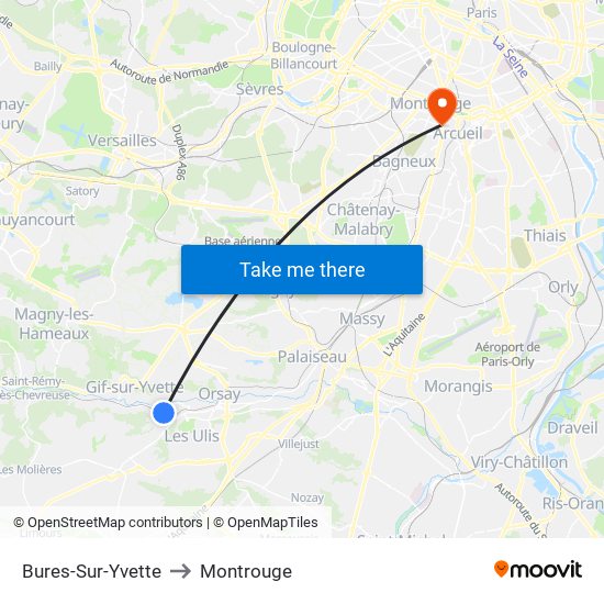 Bures-Sur-Yvette to Montrouge map