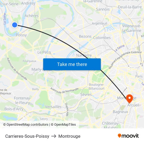 Carrieres-Sous-Poissy to Montrouge map