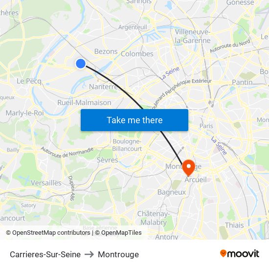 Carrieres-Sur-Seine to Montrouge map