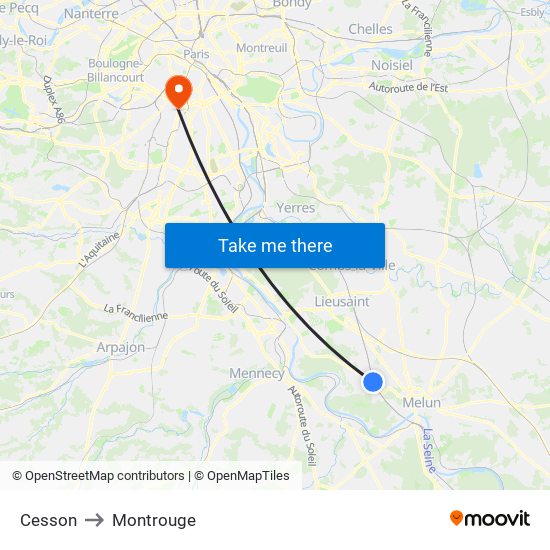 Cesson to Montrouge map