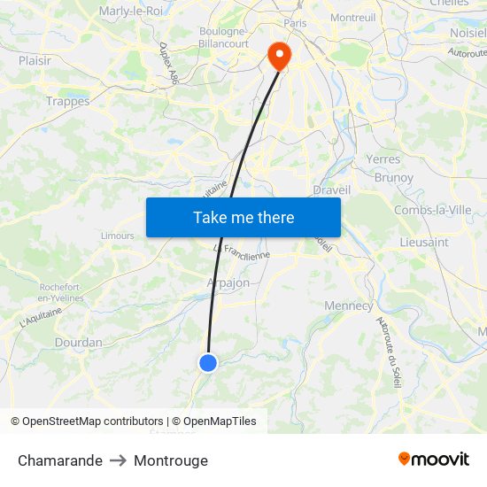 Chamarande to Montrouge map