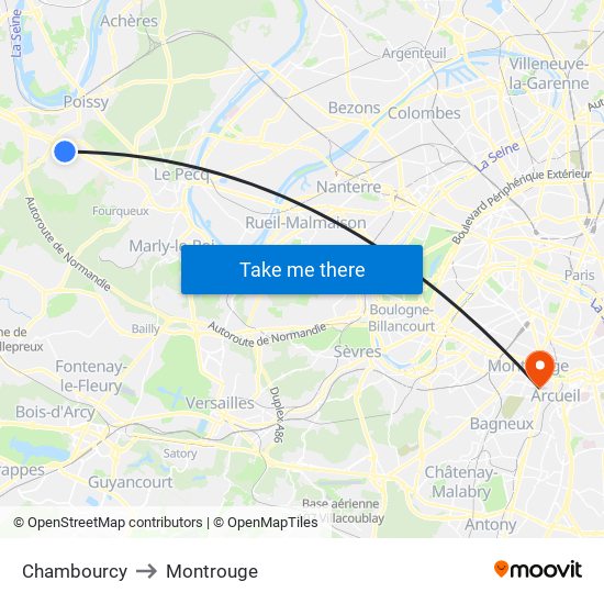 Chambourcy to Montrouge map