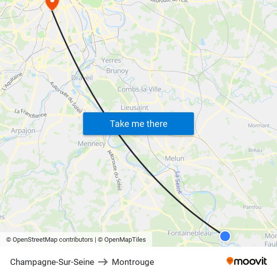 Champagne-Sur-Seine to Montrouge map