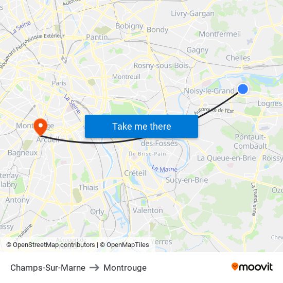 Champs-Sur-Marne to Montrouge map