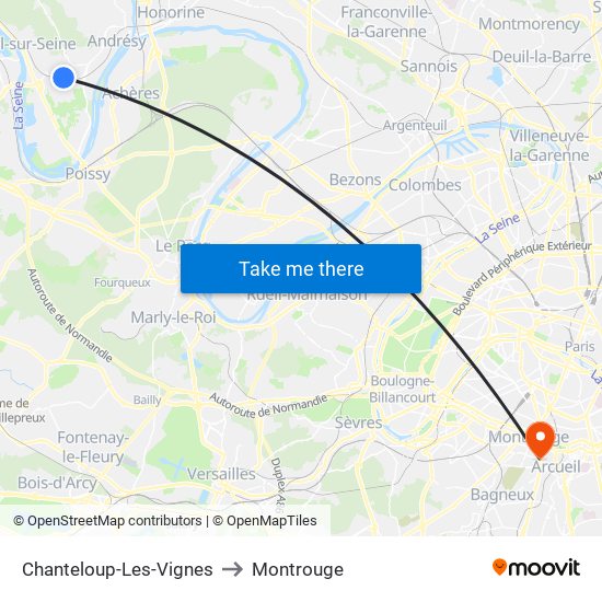 Chanteloup-Les-Vignes to Montrouge map