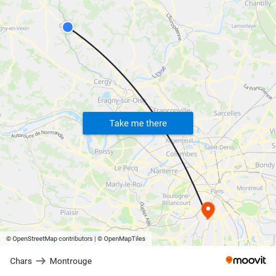 Chars to Montrouge map
