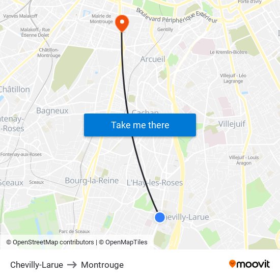 Chevilly-Larue to Montrouge map