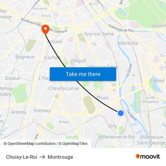 Choisy-Le-Roi to Montrouge map