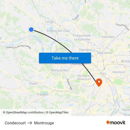 Condecourt to Montrouge map