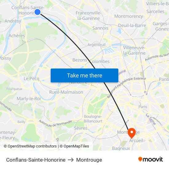 Conflans-Sainte-Honorine to Montrouge map