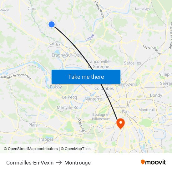 Cormeilles-En-Vexin to Montrouge map