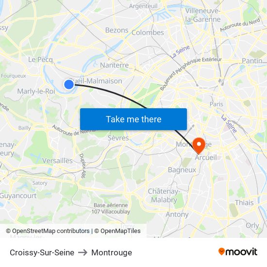 Croissy-Sur-Seine to Montrouge map