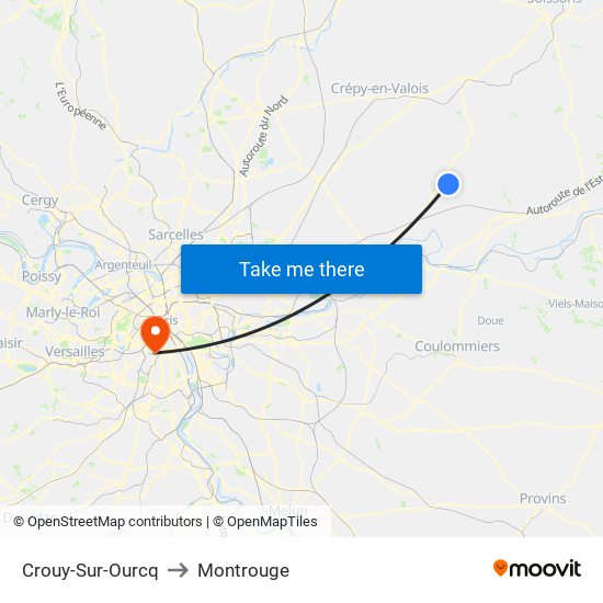 Crouy-Sur-Ourcq to Montrouge map