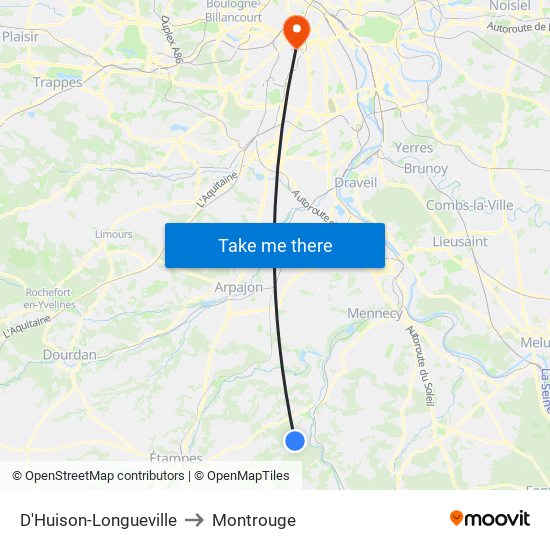 D'Huison-Longueville to Montrouge map