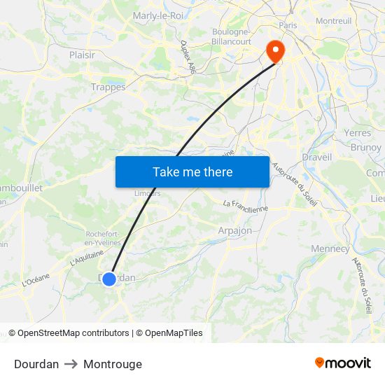Dourdan to Montrouge map