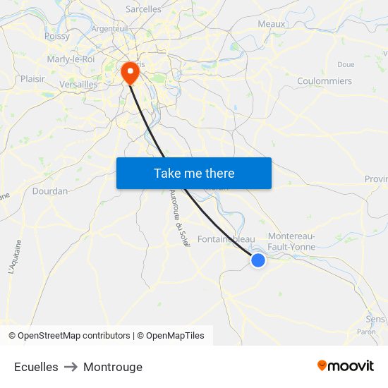 Ecuelles to Montrouge map