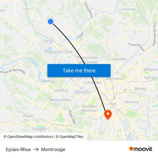 Epiais-Rhus to Montrouge map