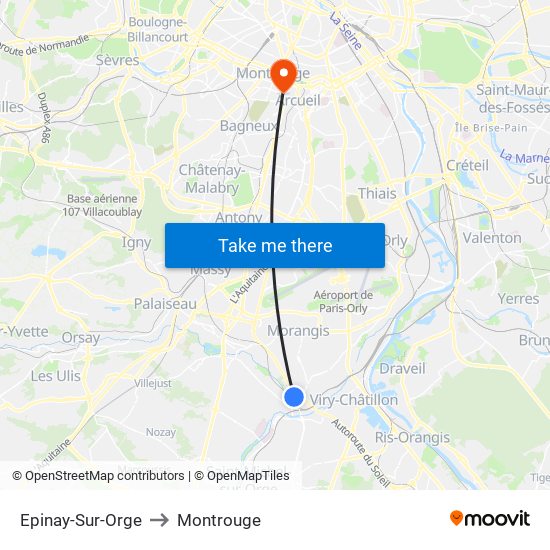 Epinay-Sur-Orge to Montrouge map