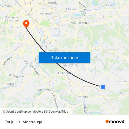 Fouju to Montrouge map