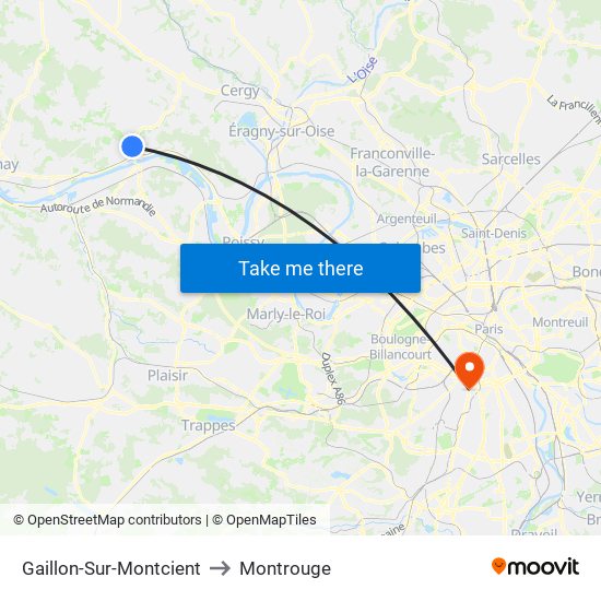 Gaillon-Sur-Montcient to Montrouge map