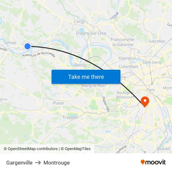 Gargenville to Montrouge map