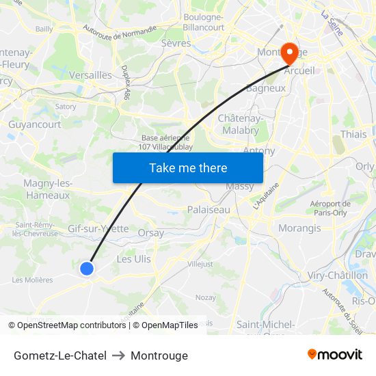 Gometz-Le-Chatel to Montrouge map