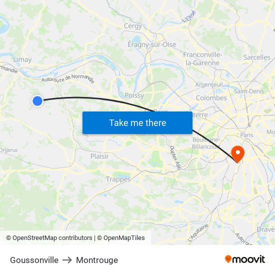 Goussonville to Montrouge map