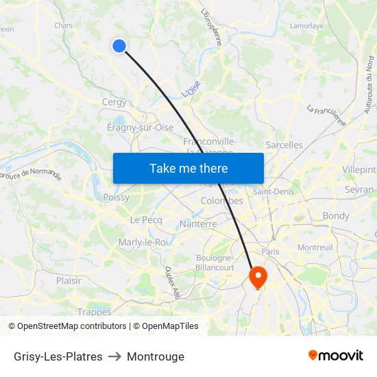 Grisy-Les-Platres to Montrouge map