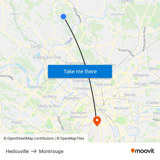 Hedouville to Montrouge map