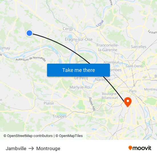 Jambville to Montrouge map