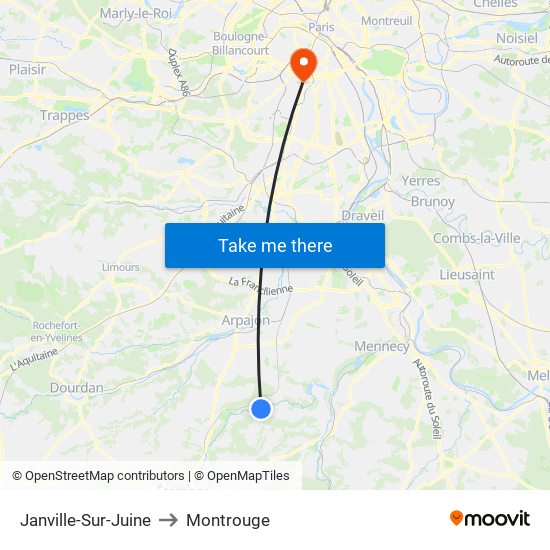 Janville-Sur-Juine to Montrouge map