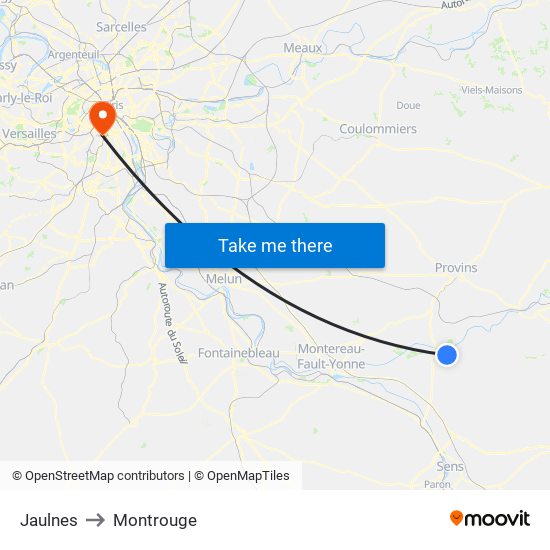 Jaulnes to Montrouge map