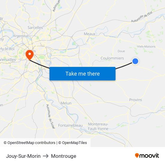 Jouy-Sur-Morin to Montrouge map