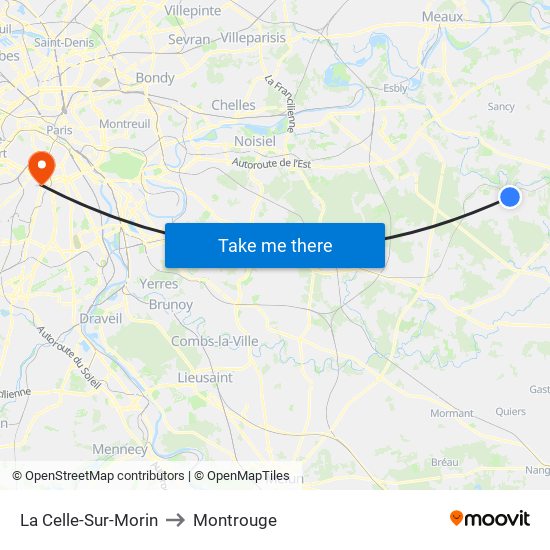 La Celle-Sur-Morin to Montrouge map