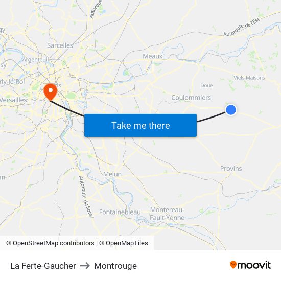 La Ferte-Gaucher to Montrouge map