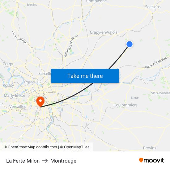 La Ferte-Milon to Montrouge map