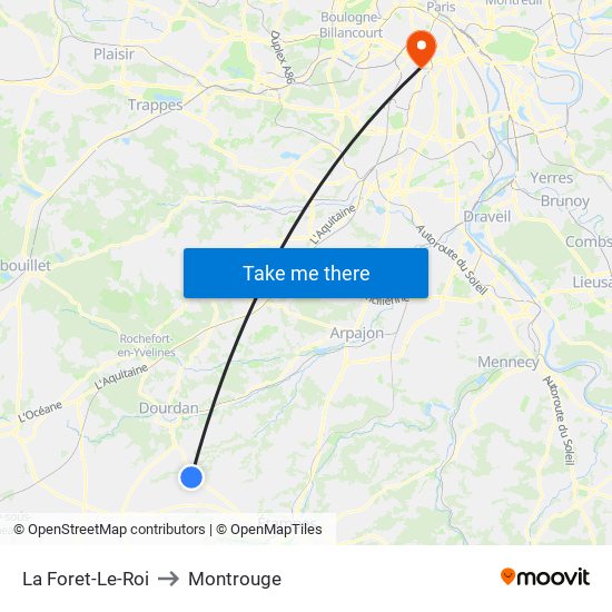 La Foret-Le-Roi to Montrouge map
