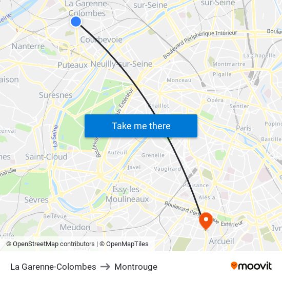 La Garenne-Colombes to Montrouge map