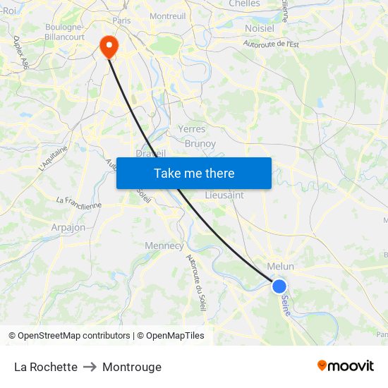 La Rochette to Montrouge map