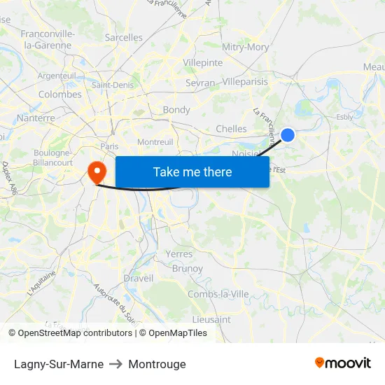 Lagny-Sur-Marne to Montrouge map
